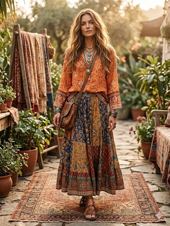 Boutique Tops - The "Solstice Surf" Boho Top - Large